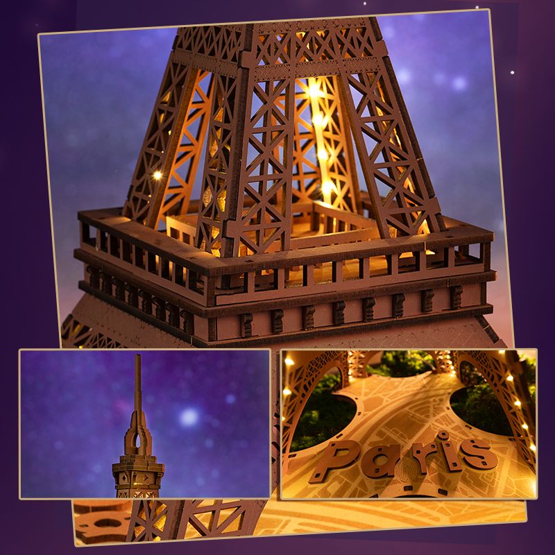 Rolife La Noche De La Torre Eiffel Rompecabezas Grande De Madera Con 4 Espectáculos De Luces Para Regalo