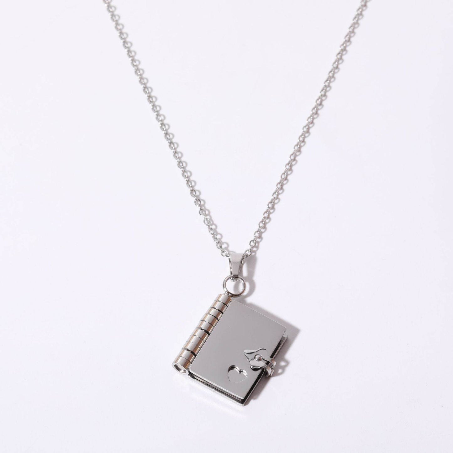 Stainless Steel Couple Love Open And Close Book Necklace - Here2Save