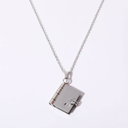 Stainless Steel Couple Love Open And Close Book Necklace - Here2Save