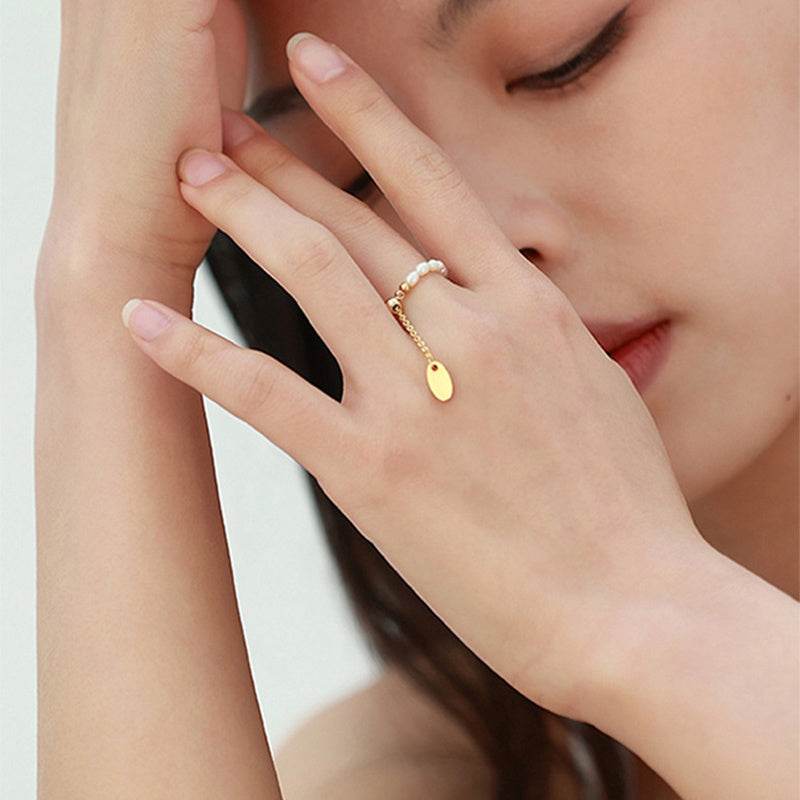 Pearl Rings Stretch Adjustable Soft Chain Women's End Ring - Here2Save