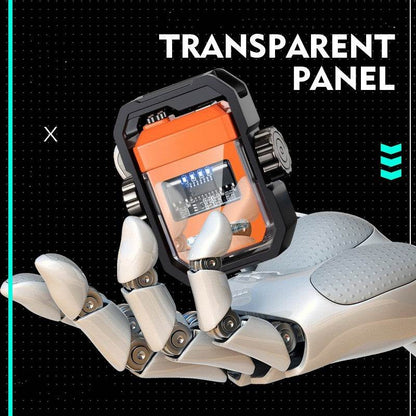 New Pulse Lighter Double Arc Outdoor Windproof Type-C Charging Electric Lighter Mechanical Alloy Rotary Gyroscope Decompression Tool - Here2Save