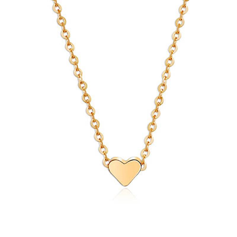 Simple Fashion Gold Color Double-sided Love Pendant Necklaces Clavicle Chains Necklace Women Jewelry Valentines Day Gift - Here2Save