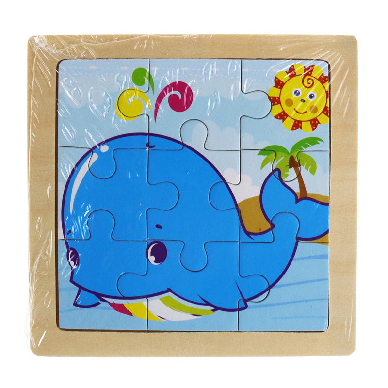 Children cartoon 3D puzzle 9 pieces puzzle animal wooden