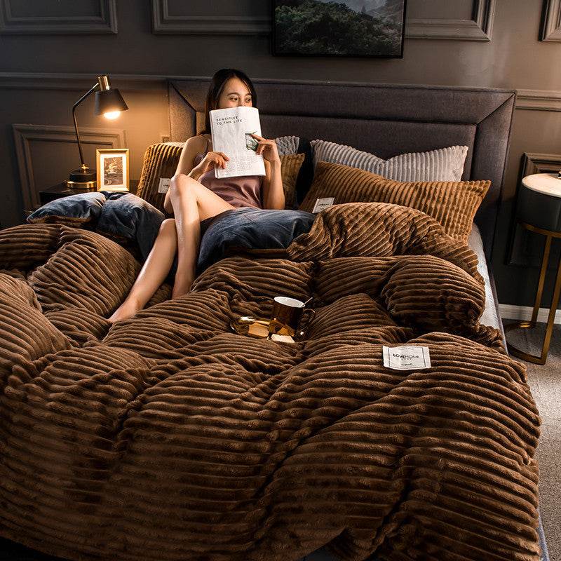 Single Double Quilt Cover Three-piece Set Winter Body Keep Warm - Here2Save