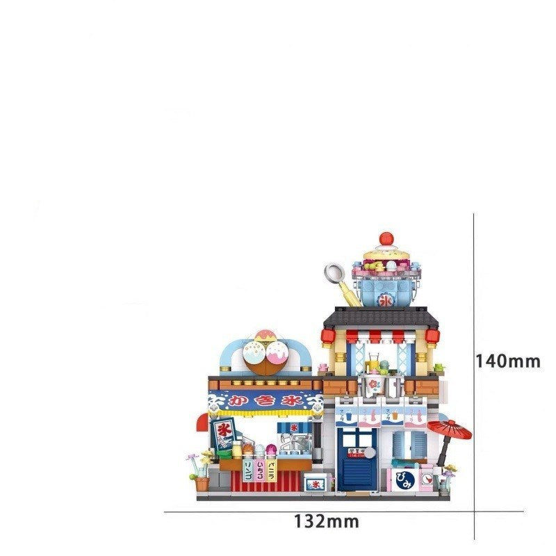 Pellet insert building blocks gourmet shop children's toys takoyaki shop shaved ice shop