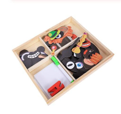 Montessori Magnetic Fun Puzzle Children's Wooden Puzzle Box Game Cartoon Educational Painting Toys For Children Gift Antistress