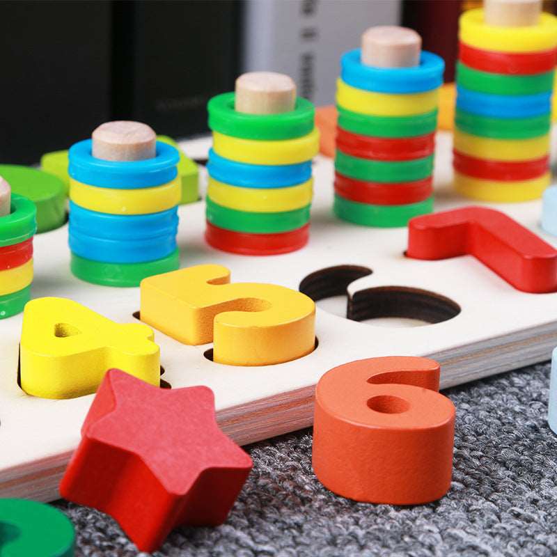 3 in 1 Early Educational Geometry Number Matching Montessori Wooden Toys