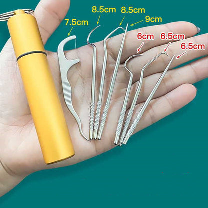 Stainless Steel Toothpick 304 Household Portable Cleaning Tool Toothpick Set 7pcs - Here2Save