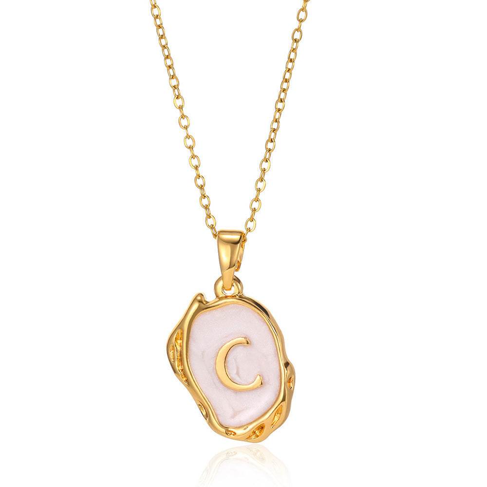 Simple 26 Letters Drop Oil Three-dimensional Necklace - Here2Save