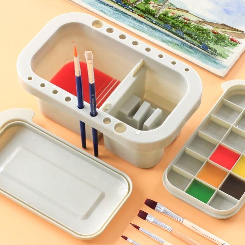 Three-in-one Multi-use Pen-washing Container For Oil Painting Students - Here2Save