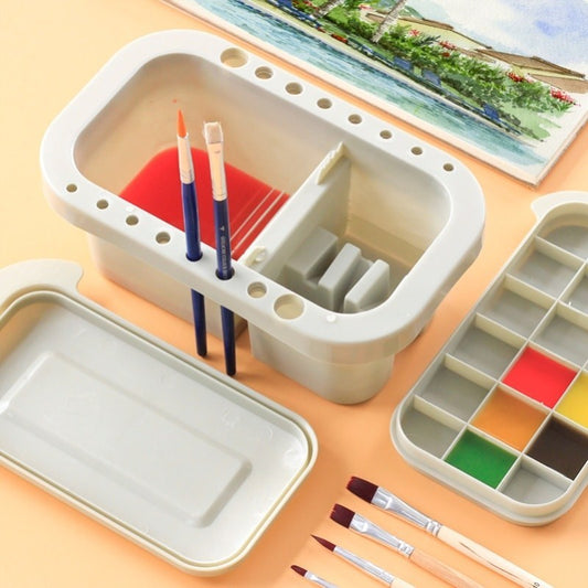 Three-in-one Multi-use Pen-washing Container For Oil Painting Students