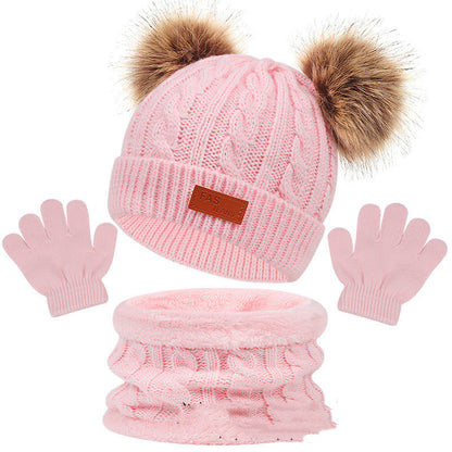 Children's Hat Scarf Gloves Three-piece Set