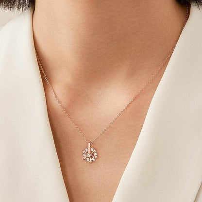 Rotatable 925 Silver Snowflake Necklace Women Luxury Niche Design Shiny Rhinestone Jewelry Autumn And Winter Birthday Gift For Friends - Here2Save