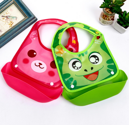 Cartoon baby PVC three-dimensional bib Increase baby bib Waterproof silicone children's dinner pocket