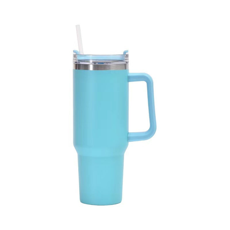 40oz Straw Coffee Insulation Cup With Handle Portable Car Stainless Steel Water Bottle LargeCapacity Travel BPA Free Thermal Mug - Here2Save