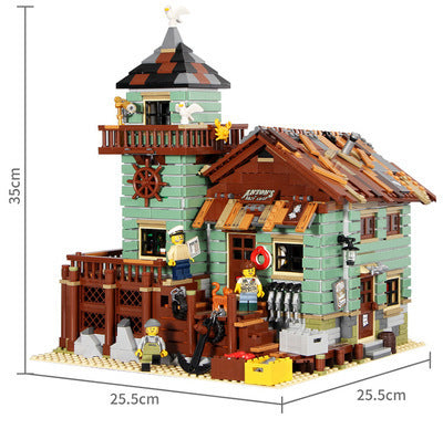 K8001 fisherman hut street view assembled building block girl model