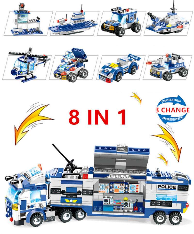 762Pcs Robot Car City Police Building Blocks Set