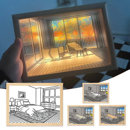 Illuminated Picture LED Decorative Light Painting Bedside Picture Style Creative Modern Simulate Sunshine Drawing Night Light Gift - Here2Save