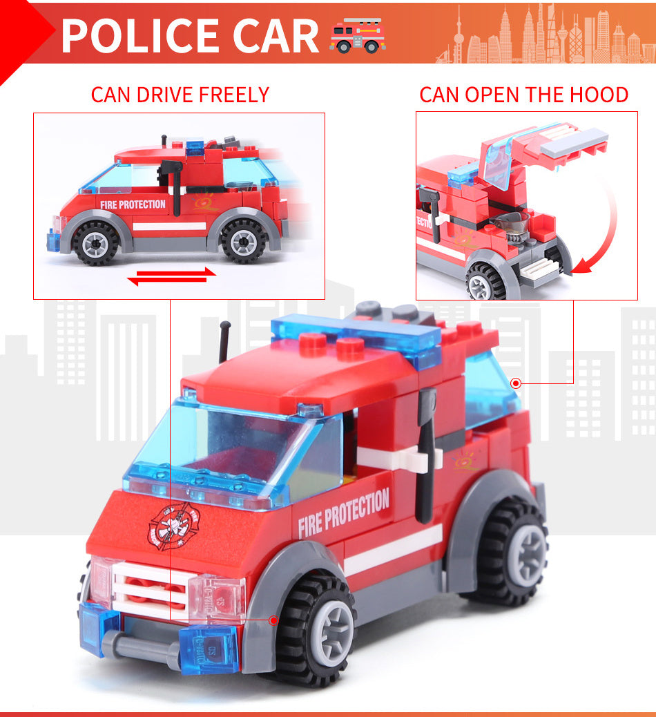 Fire Station Model Building Blocks City Construction Firefighter Truck Educational Bricks Toys Child