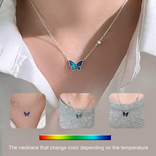 S925 Sliver Color-changed Butterfly Necklace Fashion Novelty Jewelry - Here2Save
