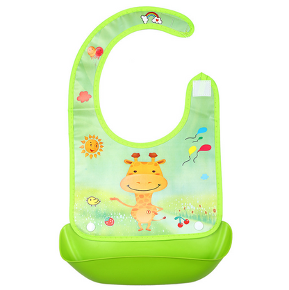 Cartoon baby PVC three-dimensional bib Increase baby bib Waterproof silicone children's dinner pocket