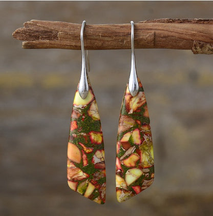 Bohemian Emperor Stone Geometric Pendant Earrings