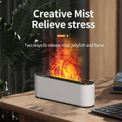 Flame Air Humidifier Ultrasonic 7 Colors Aroma Diffuser LED Cool Mist Maker Fogger Essential Oil Room Fragrance Office Home Decor - Here2Save