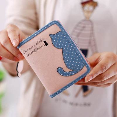 new style cartoon short wallet female Korean version lovely girl child vertical zipper position - Here2Save