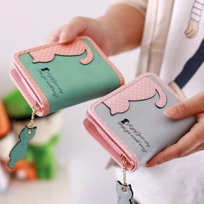 new style cartoon short wallet female Korean version lovely girl child vertical zipper position - Here2Save