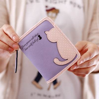 new style cartoon short wallet female Korean version lovely girl child vertical zipper position - Here2Save