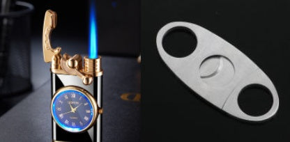 New Lighter With Electric Watch Rocker Arm Automatic Ignition Straight Blue Flame Lighter Creative Real Dial Inflatable Windproof Lighter Men's Watch Gift - Here2Save