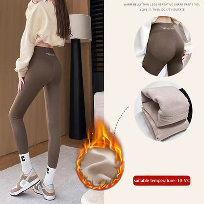 Leggings gruesos de lana para mujer, pantalones de tiburón de invierno de 20 a 5, cintura alta, ajustados, ajustados, con Control de barriga, pantalones de Yoga adelgazantes