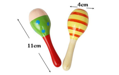 Wooden small sand hammer WM114 practice grasping cartoon sand ball rattle