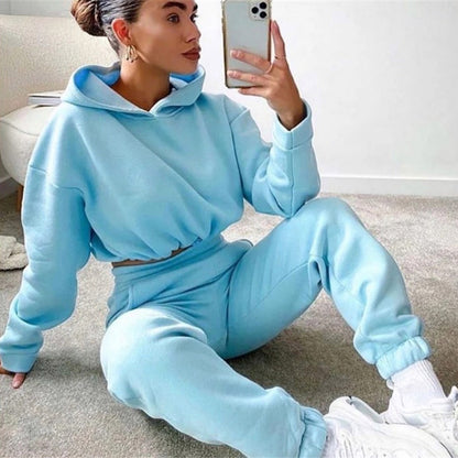 Jogging Suits For Women 2 Piece Sweatsuits Tracksuits Sexy Long Sleeve HoodieCasual Fitness Sportswear - Here2Save