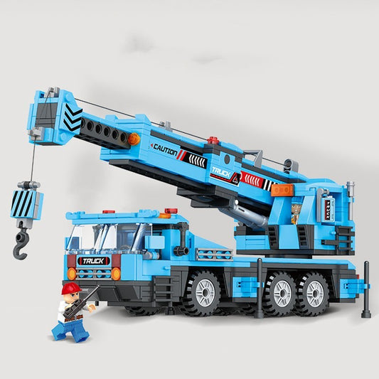 Children's Small Particle Building Blocks Toys Assembling Engineering Car Crane Excavator  Intelligence Brain Assembly Boy Gift