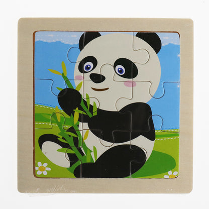 Children cartoon 3D puzzle 9 pieces puzzle animal wooden