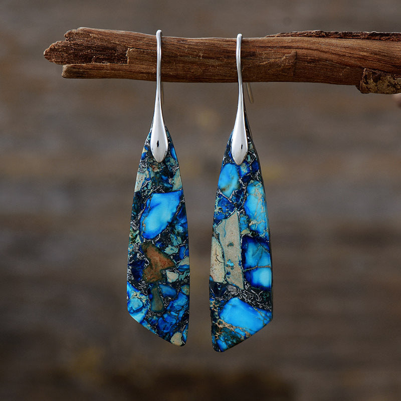 Bohemian Emperor Stone Geometric Pendant Earrings