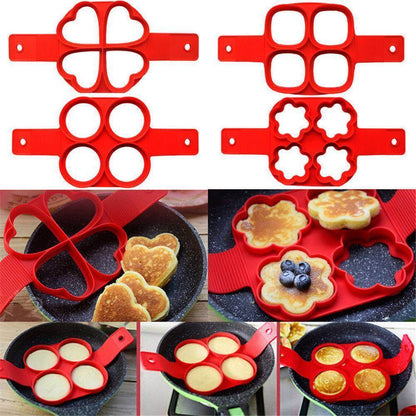 Silicone Non Stick Fantastic Egg Pancake Maker Ring Kitchen Baking Omelet Molds Flip Cooker Egg Ring Mold - Here2Save
