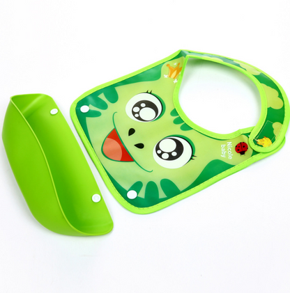 Cartoon baby PVC three-dimensional bib Increase baby bib Waterproof silicone children's dinner pocket