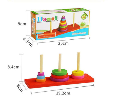 Colorful Hanoi Tower Wooden Toy