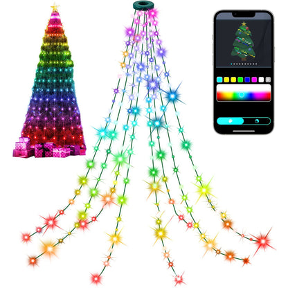 Luces de alambre cubiertas de goma de color mágico con control de puntos de aplicación de árbol de Navidad de color mágico