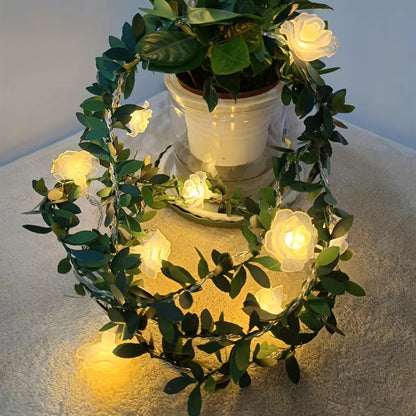 LED Light String Simulation Green Leaf Vine