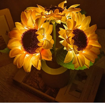 Rechargeable Sunflower Led Simulation Night Light Table Lamp Simulation Flowers Decorative Desk Lamp For Resturaunt Hotel Wedding Gift - Here2Save