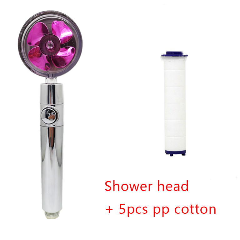 Shower Head Water Saving Flow 360 Degrees Rotating With Small Fan ABS Rain High Pressure Spray Nozzle Bathroom Accessories - Here2Save