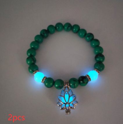 Energy Luminous Lotus Natural Stone Bracelet Yoga Healing Luminous Glow In The Dark Charm Beads Bracelet For Men Women Prayer Buddhism - Here2Save