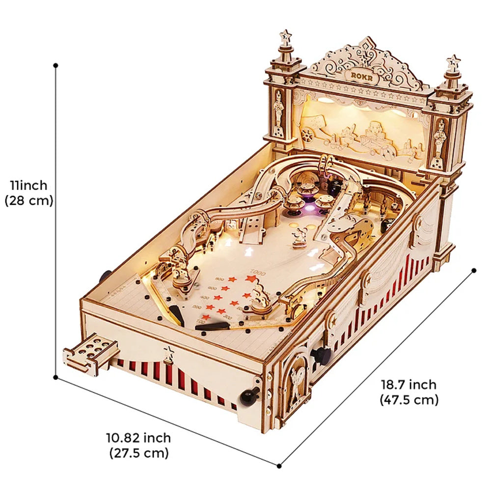 ROKR 3D Puzzle Pinball Machine Wooden Puzzle Brainteaser Building Toy For Adult