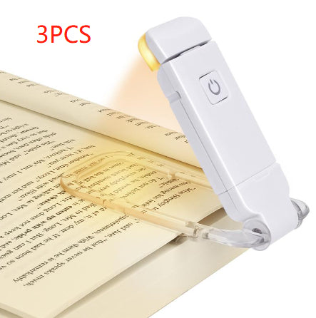 Luz LED recargable por USB para lectura de libros, brillo ajustable, protección ocular, Clip, luz de libro, marcapáginas portátil, luz de lectura