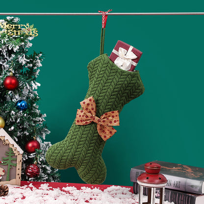 Christmas Decorations Knitting Wool Hanging Gift Bag