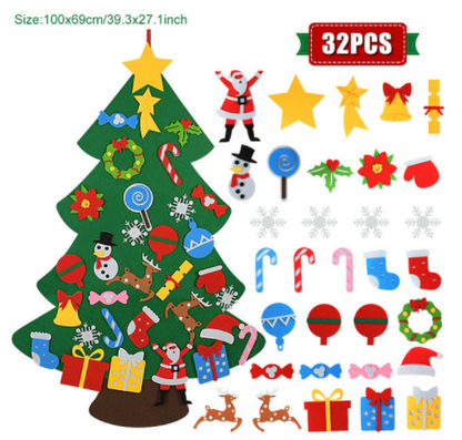 DIY Felt Christmas Tree New Year Toddler Kids Handmade Gift Toys Door Wall Hanging Ornaments Holiday Party Home Decor Set