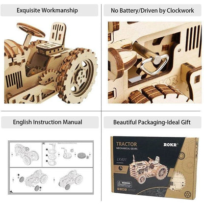 Robotime ROKR Mechanical Gear Drive Tractor DIY Model Building Kit - Here2Save